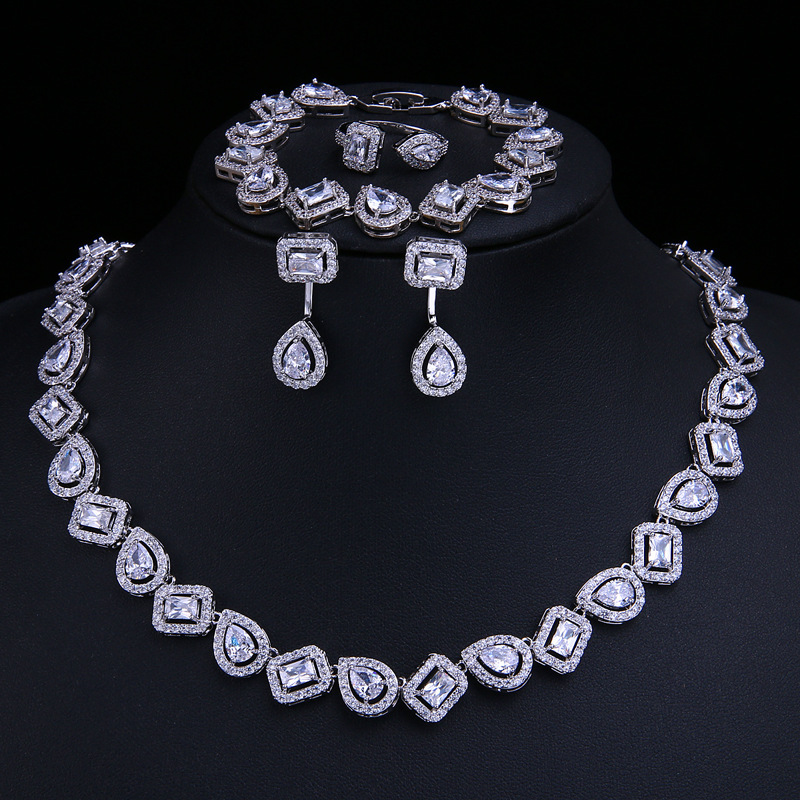 European and American fashion bridal dress accessories jewelry four-piece set cross-border foreign trade wedding jewelry wholesale one-piece delivery
