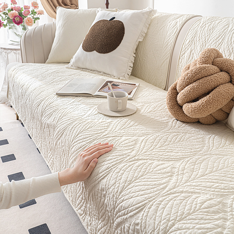 Japanese and Korean Cream Style Washed Cotton Sofa Cushions New Four-Season Universal Sofa Cover Non-Slip Cushion Cover Cloth