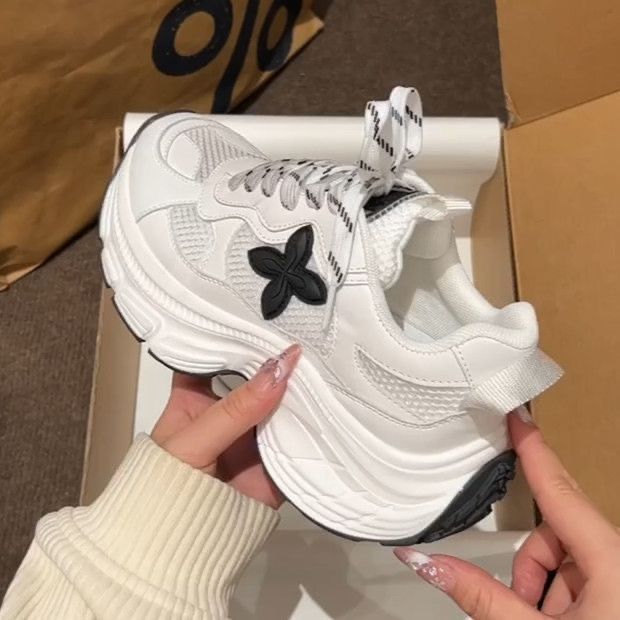 Xiaozhong Thick-soled Torre Shoes Women's 2024 Autumn New Mesh Breathable All-match Height-increasing Small Leisure sneaker