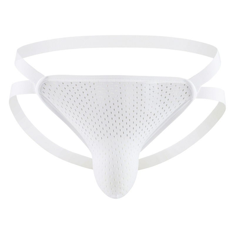 Men's thong low waist back empty double Ding mesh breathable sexy sexy underwear factory in stock wholesale