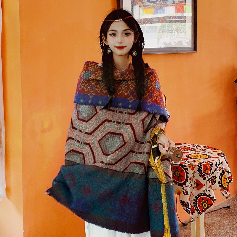 Picture of Take photos and knock good-looking ~ exotic Wind Big Northwest Travel super-large shawl female Nepalese National scarf thickened in winter