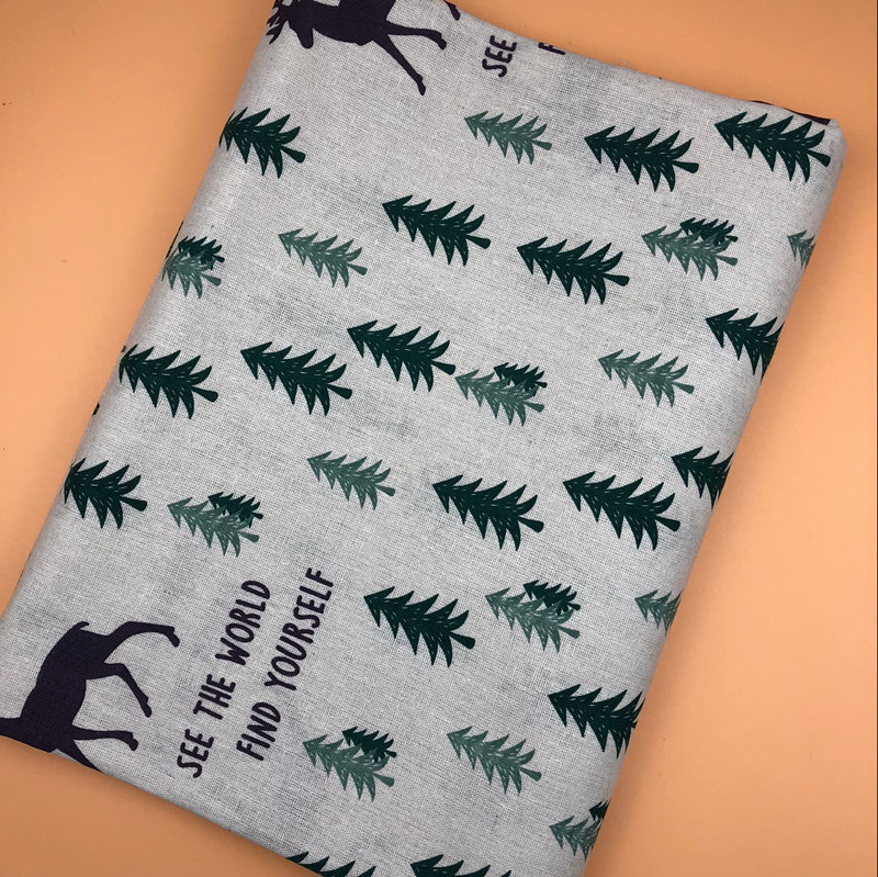 Picture of Polyester Cotton Spinning Linen Fabric Fresh Print Turtle Back Cedar Deer Tablecloth Pillow Storage Basket Cloth