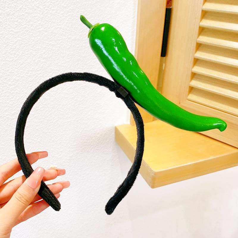 Picture of Haiyue Jewelry Three-dimensional Vegetable Hairband Creative Original Personality Funny Radish Pepper Eggplant Green Vegetable Headband Women's Hair