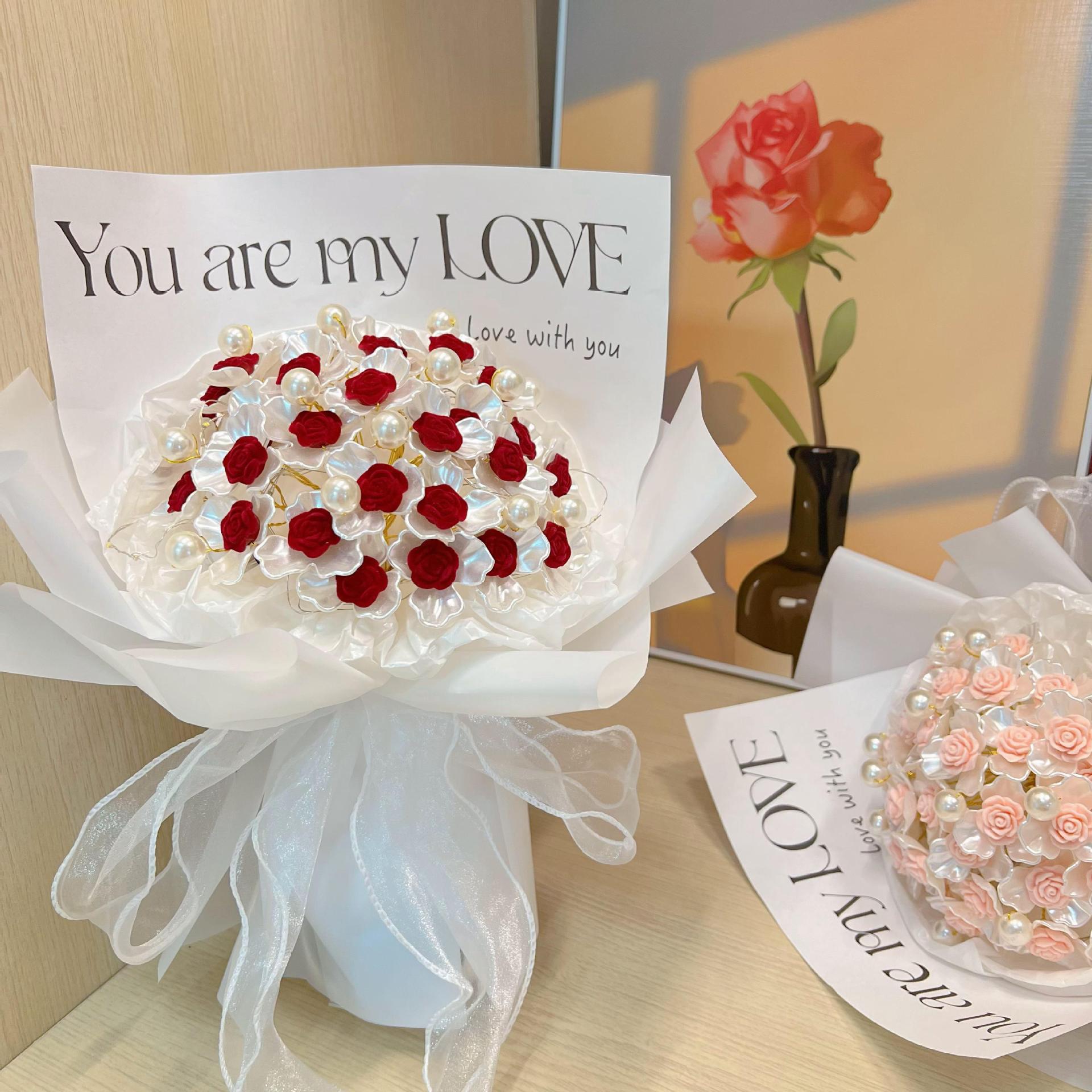 Not Withered Rose Bouquet Handmade DIY Material Bag Homemade Simulation Holding Flowers for Girlfriend Tanabata Festival Gift