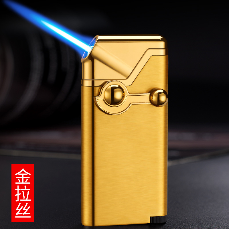 Picture of DL369 creative inflatable point pipe oblique fire rocker arm blue flame direct punching windproof advertising lighter wholesale