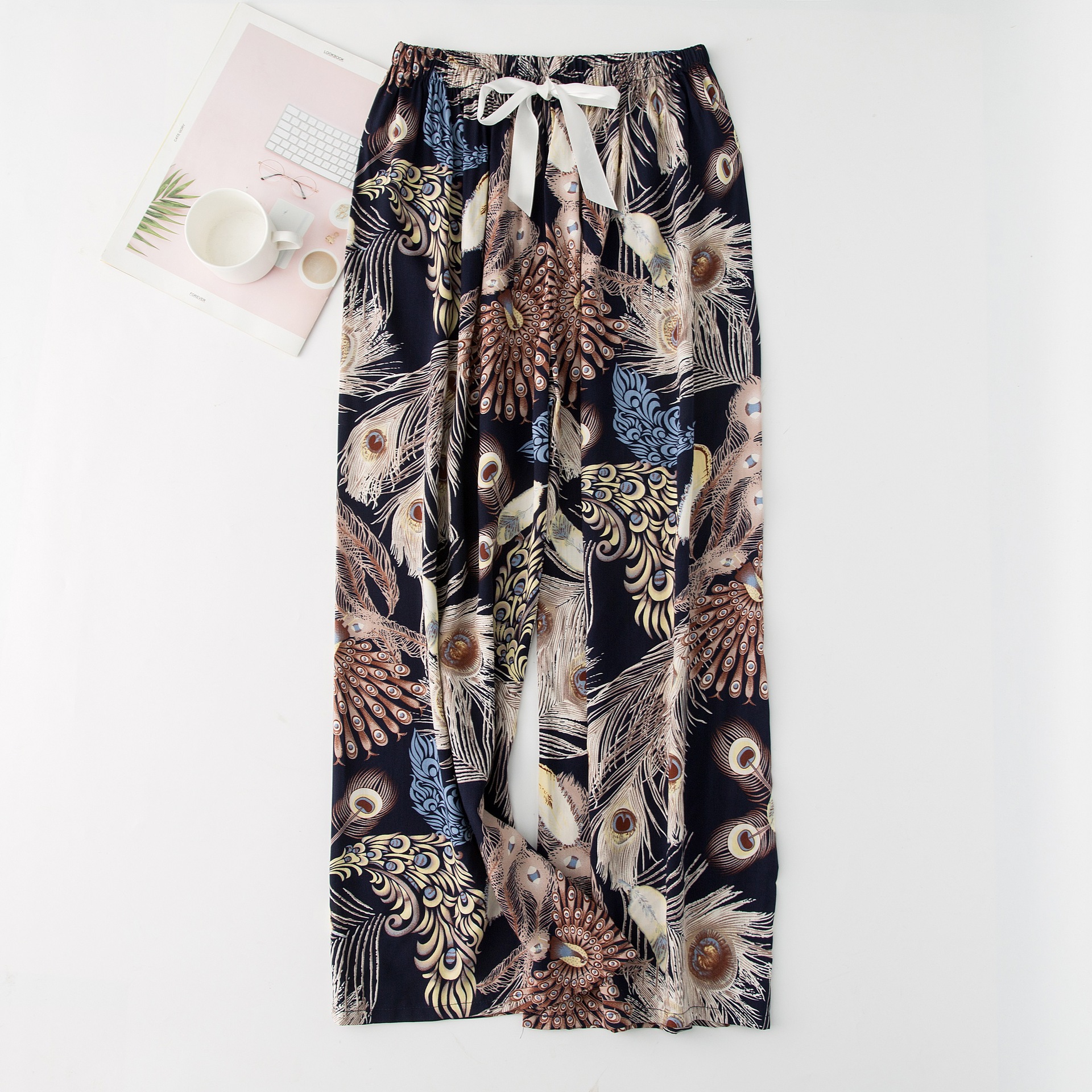 Picture of Cotton Silk Pajama Pants Women's Summer New Large Size Loose Pants Pregnant Women Can Wear Ram Cotton Thin Pants