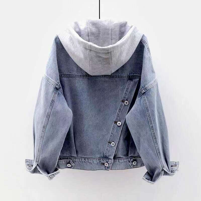Picture of Denim Coat Women's Short Korean-style Loose 2025 Spring and Autumn Bf Long-sleeved Hooded Jacket Large Pocket All-match Top