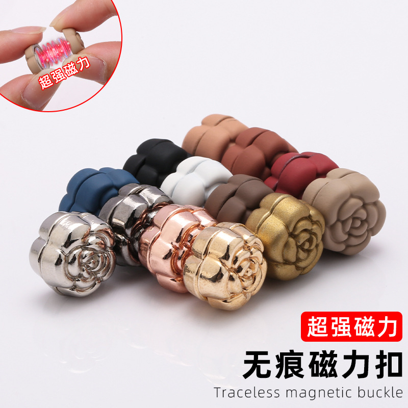 Cross-Border New Hot-Selling Silk Scarf Buckle Camellia Flower Strong Magnetic Buckle Scarf Collar Shoulder Anti-Exposure Magnetic Buckle