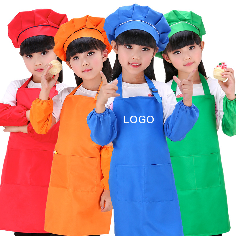 Picture of Children's apron three-piece custom kindergarten art museum children's painting clothes advertising apron printing custom LOGO