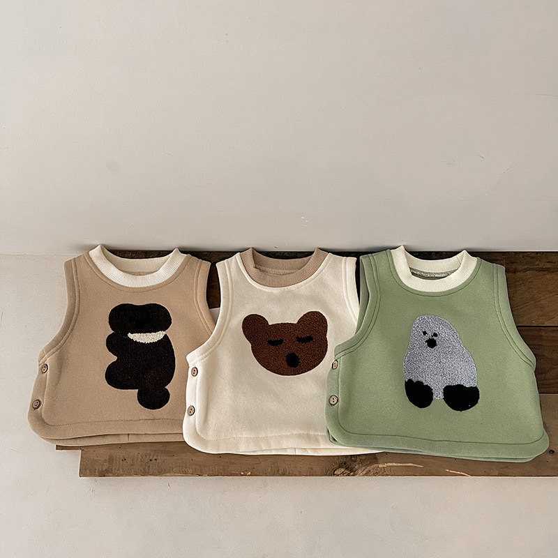 Picture of Baby Clothes Winter Clothes Korean Style Children's Cute Cartoon fleece-lined Vest for Boys and Girls Baby Winter All-match Vest for Going Out