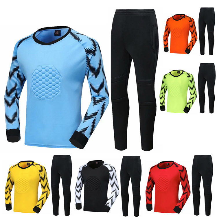 Adult Jersey Goalkeeper Suit Long-Sleeved Pants Boys and Kidsren Football Goalkeeper Uniform Competition Uniform Autumn and Winter Printed Number