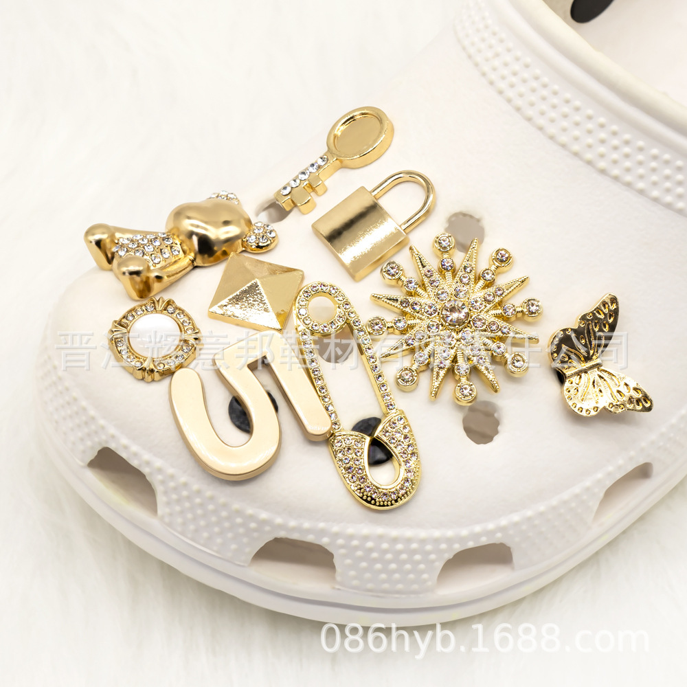 Cross-Border New High-End Clogs Accessories Metal Shoe Flower Shoe Buckle Accessories Diamond Alloy Clogs Shoe Decorative Buckle