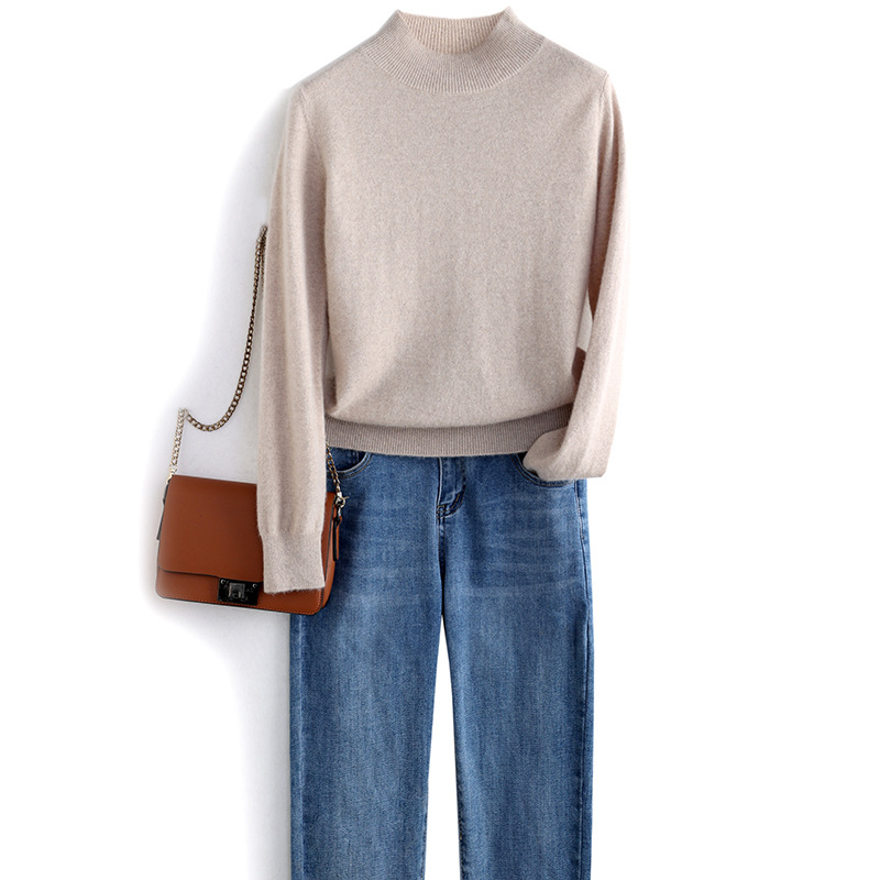 Picture of Bottoming Shirt Women's Knitted Sweater Women's Half-High Knitted Sweater Women's Cross-Border Knitwear Long-Sleeved Knitted Women's Bottoming Shirt Outer Wear