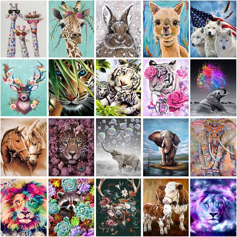 Animal 5D Diamond painting diy giraffe combination round diamond full diamond lion elephant diamond embroidery decorative painting