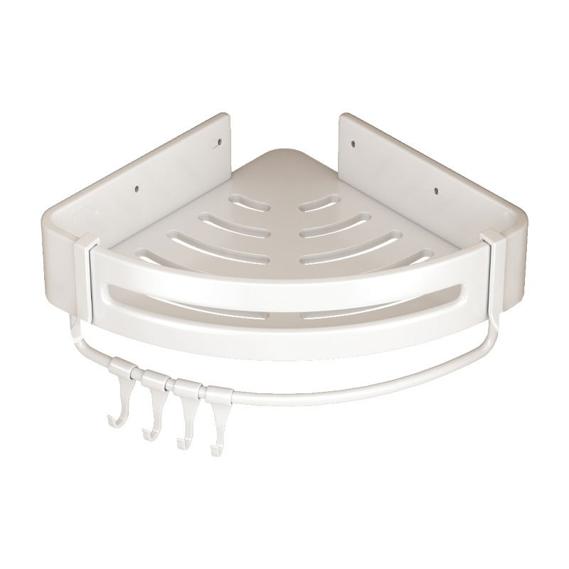 Picture of White Toilet Bathroom Storage Rack Hole-free Shower Wash Table Toilet Bathroom Wall-mounted Storage Triangle