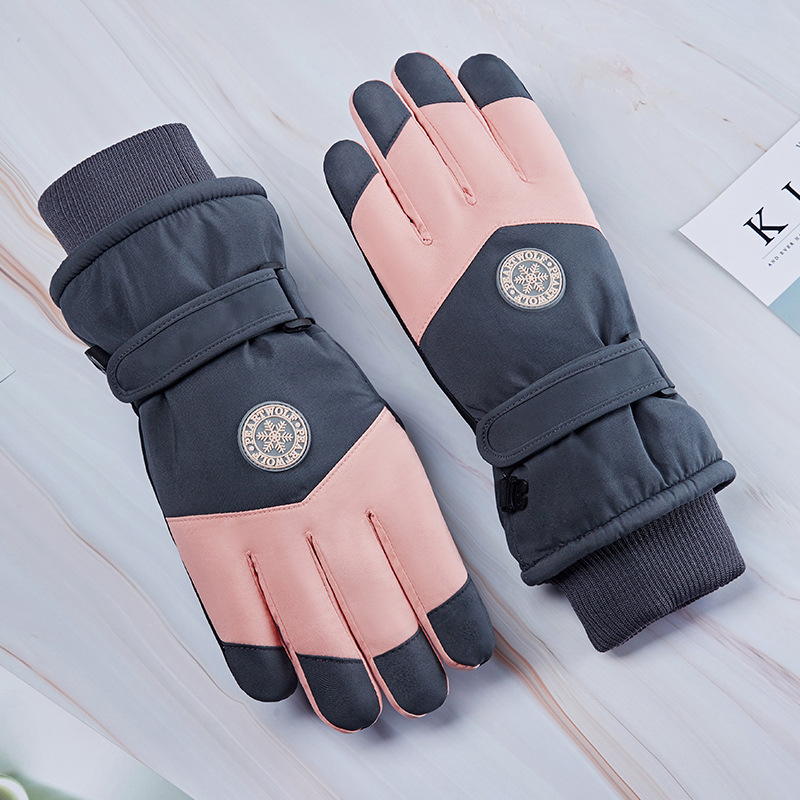 Picture of Winter ski gloves cycling outdoor warm windproof waterproof touch screen plus velvet padded lovers gloves wholesale