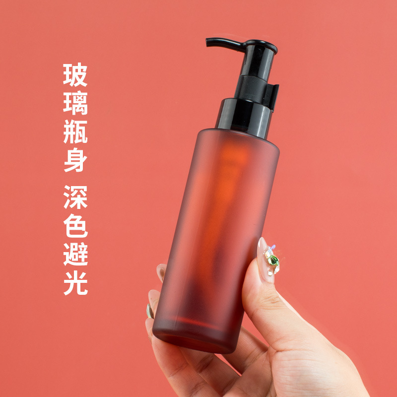 Picture of Press cleansing oil empty bottle essence glass makeup remover long mouth lotion bottle body milk essential oil