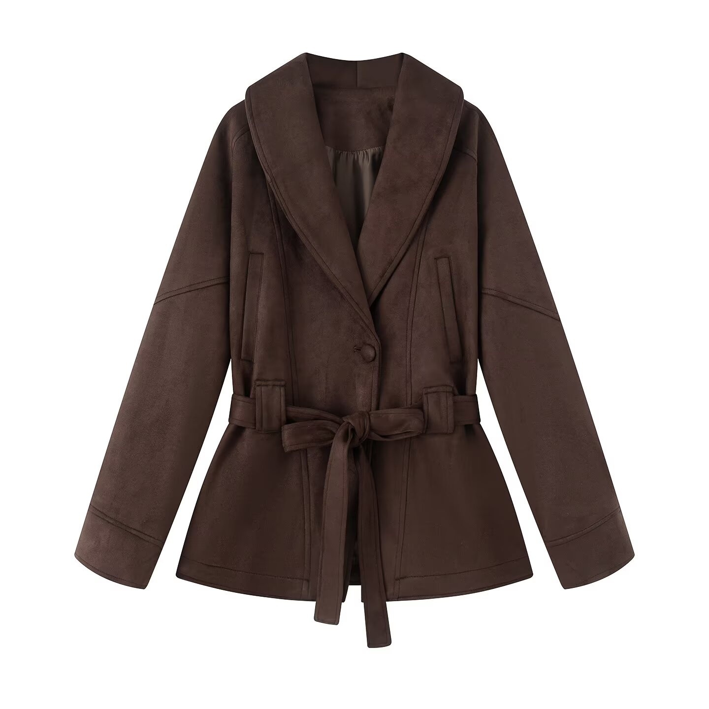 Zr Women's Clothing European and American Style 2025 Autumn New American Melard Waist-Cinching Unique and Stylish High-End Trench Coat