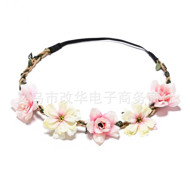 Picture of Forest Bohemian Bride Bridesmaid Headdress Garland Headband Hair Accessories Wrist Flower Travel Seaside Vacation Photo
