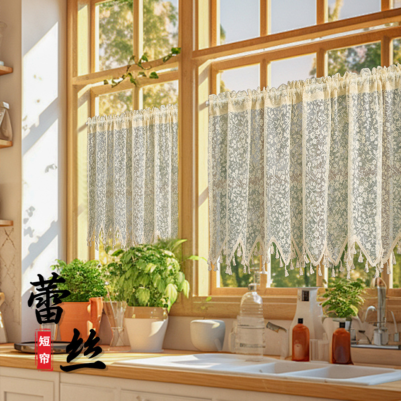 New Japanese-style gauze curtain small curtain cotton linen short curtain bedroom kitchen partition curtain half curtain hair labeling ugly