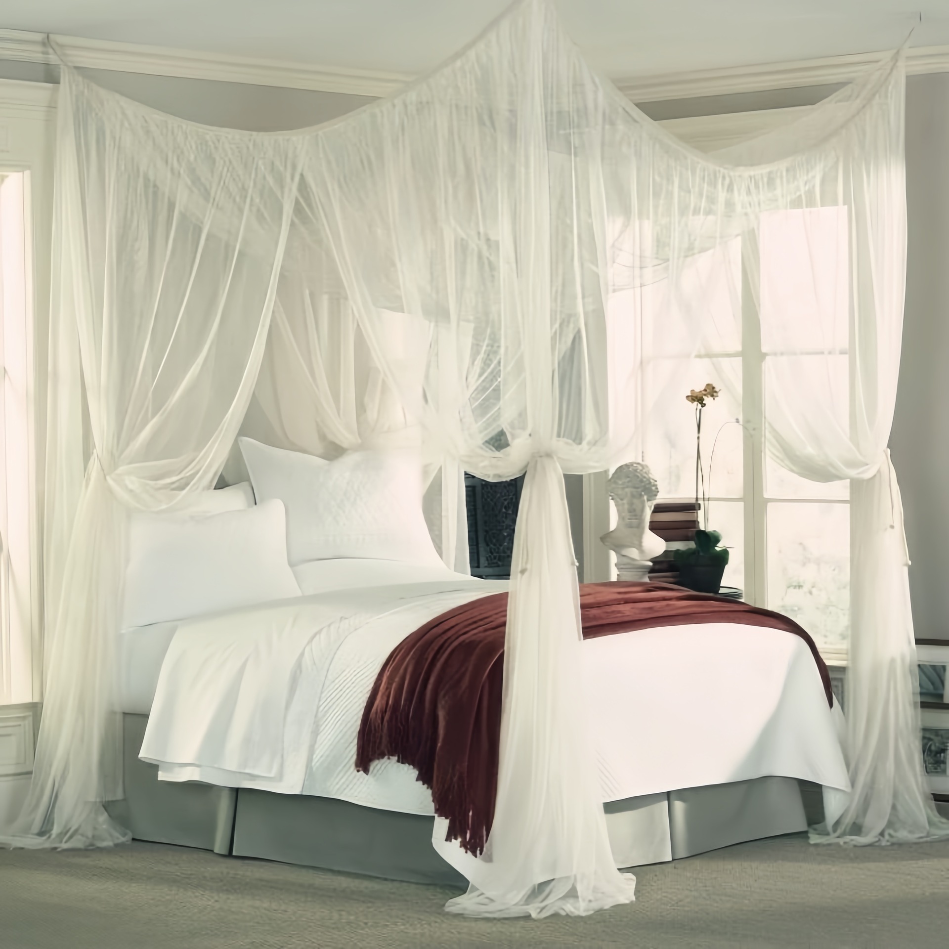 Picture of Four-Sided Door Opening Square High-Large Mosquito Net Polyester Simple Black Square Gauze Double Three-Door European and American Household Anti-Mosquito Net