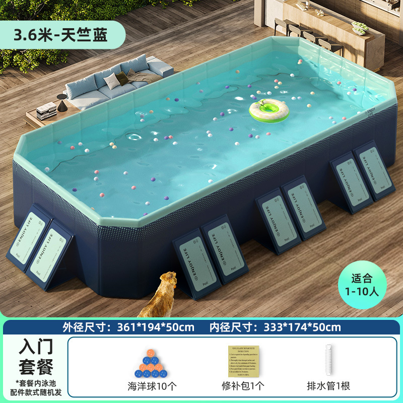Picture of Circle Qi Swimming Pool Thickened Wear-resistant Inflatable Swimming Pool Outdoor Non-inflatable Foldable Paddling Pool Children's Household Pool