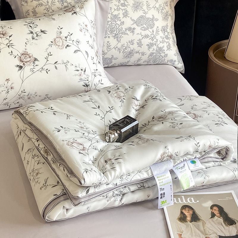 Picture of Class A 60S Tencel Summer Quilt Four-piece Lyocell Fiber Summer Quilt Machine Washable Air-conditioning Quilt Summer Thin Quilt