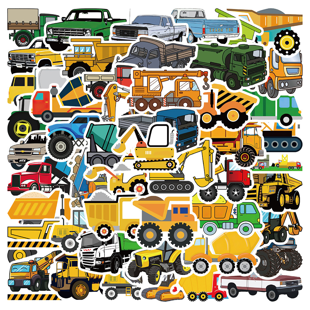 50 children's cartoon car truck stickers luggage water Cup children's toy graffiti waterproof stickers