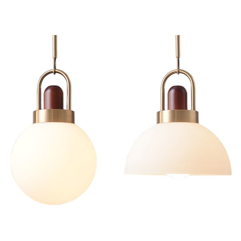 Nordic Restaurant Glass Chandelier Single Head Simple Creative Round Semicircle Milk White Bar Shop Decorative Small Chandelier