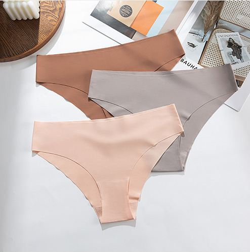 Cross-border seamless bikini simple cotton crotch briefs breathable ice silk seamless low waist underwear women Amazon