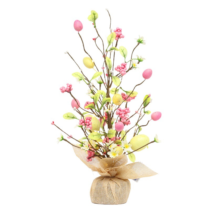 Cross-border New Easter Decorations Resurrection Egg Tree with Light Home Desktop Window Decoration Holiday Dress