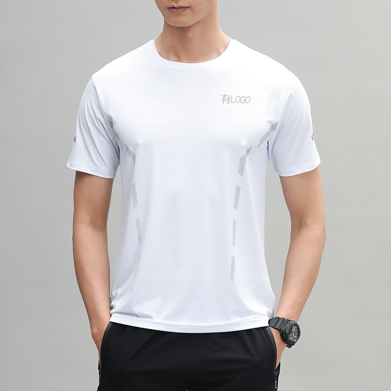Brand LOGO Wholesale Sports Track and Field Quick-drying Short-sleeved T-shirt Men's Summer Crewneck Style Fitness Casual Top