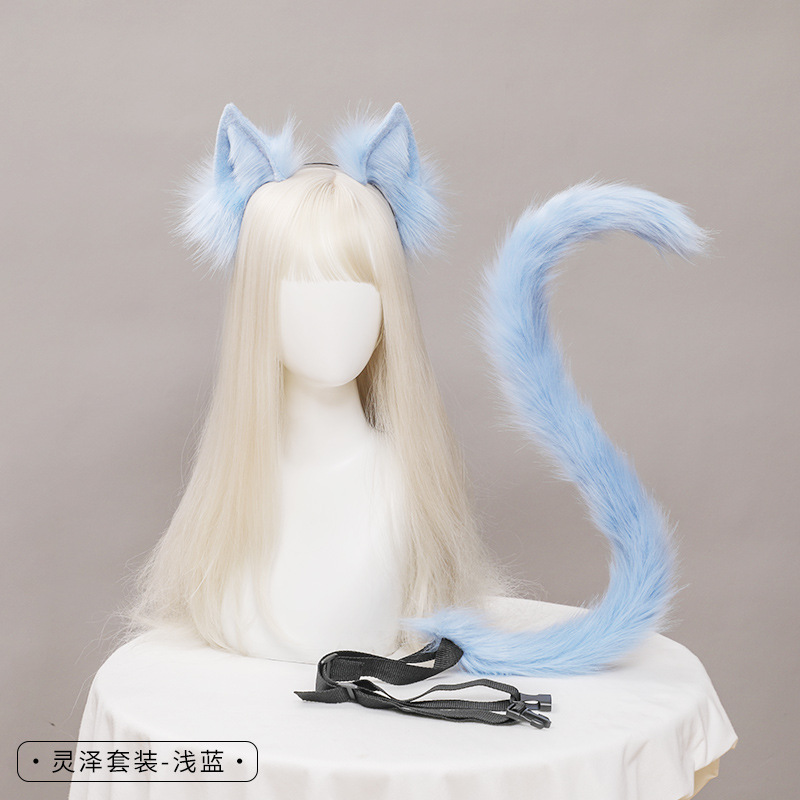 Picture of Dropshipping Cat Ears and Tail Cosplay Accessories Hand-Made Simulated Animal Ears Headband and Tail Accessories Set