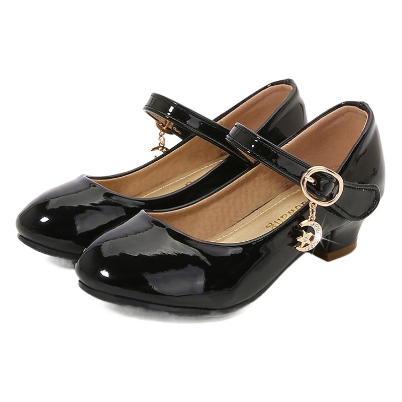 Girls' High-Heeled Leather Shoes 2025 British Campus Student Shoes Single Shoes Children's Performance Ballet Shoes Sweet Ballet