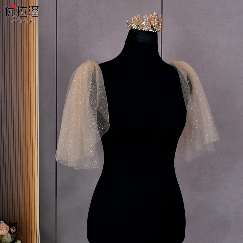 Youlapan Vg40 European and American New Product Bronzing Starry Sky Yarn Fantasy Simple Shoulder Yarn Champagne Color Wedding Dress Accessories