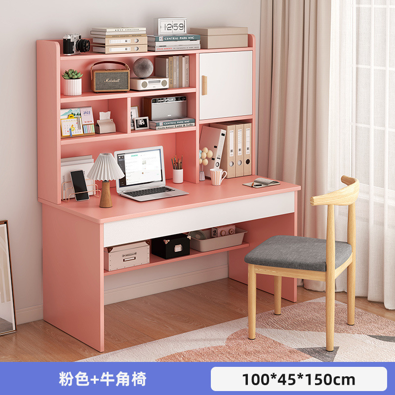 Picture of Student home study desk, children's desk, bookshelf combination table and chair set, simple bedroom, children's writing desk