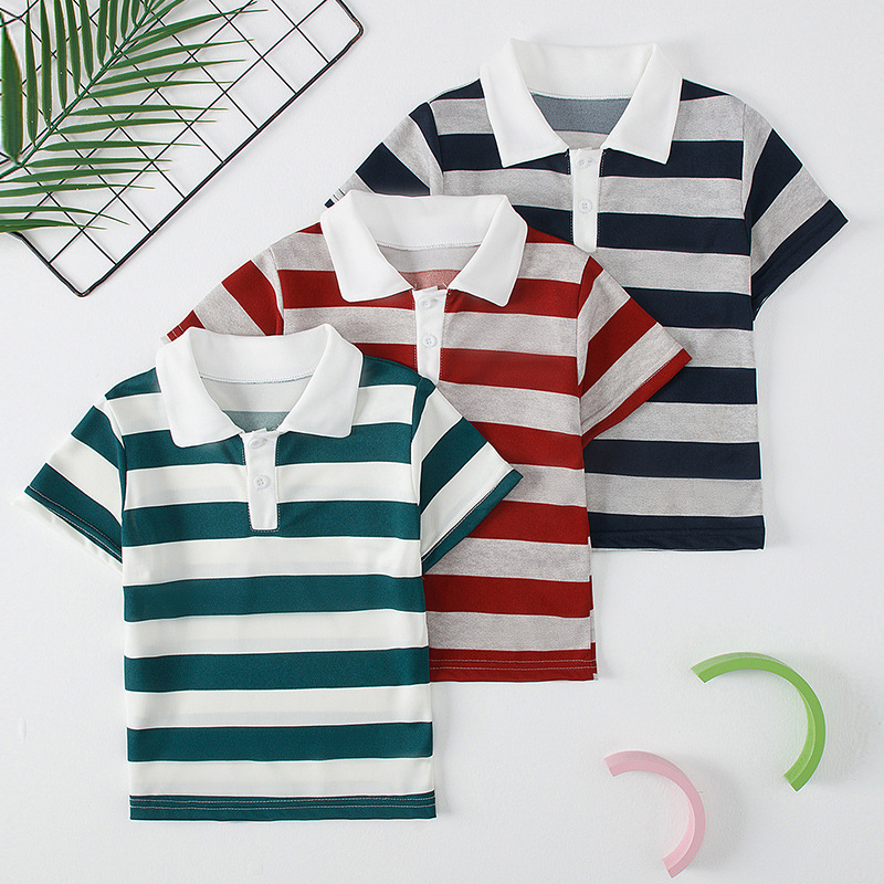 Picture of Overseas Cross-border Platform Children's Striped Multicolor Polo Shirt Boys Gentleman Casual Short-sleeved Girls Solid Color All-match T