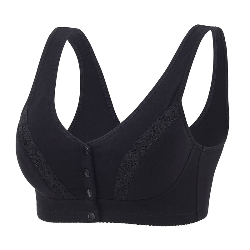 Picture of Mom's Underwear Women's Bra No Steel Ring Vest Thin Front Buckle Middle-aged and Elderly 50-year-old plus size Breathable Bra