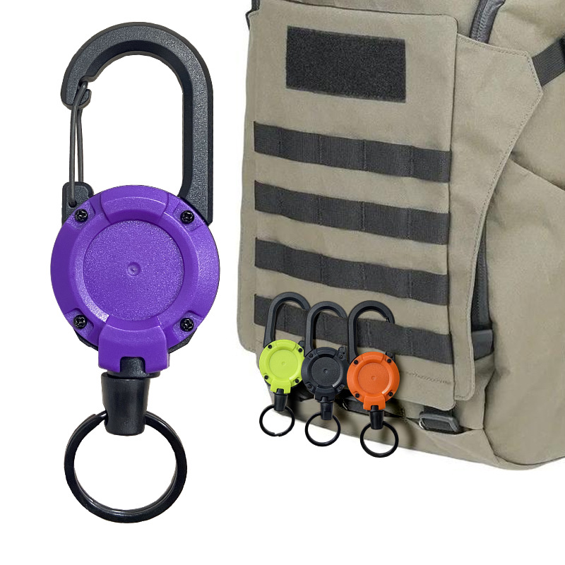 Picture of Backpack tactical U-shaped easy-pull buckle keychain retractable simple black outdoor portable steel wire four-color spring buckle