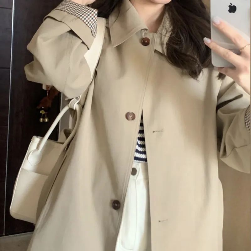 Picture of Early Autumn Coat Coat Women's 2023 New Spring and Autumn khaki Small Korean-style British-style Mid-length