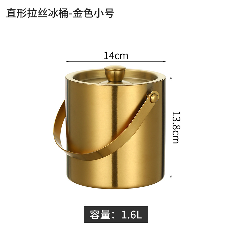 Picture of Amazon Stainless Steel Double-Layer Ice Bucket Bar Champagne Red Wine Beer Commercial Ice Bucket Stainless Steel Bucket