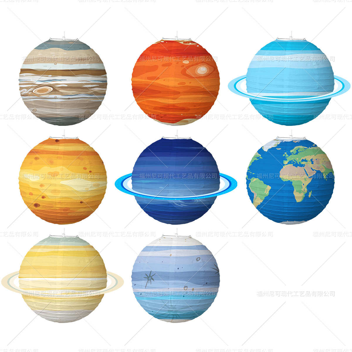 Picture of Starry Sky Paper Lantern Kindergarten Children's Birthday Party Theme Decoration Supplies Folding DIY Round Planet Lantern