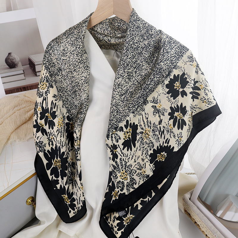 Picture of 90cm Cloud Brocade Square Scarf Hangzhou Silk Scarf Turban Shawl Scarf Women's Summer Outer Wear Spring Autumn Winter