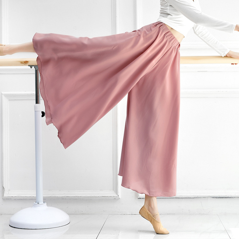 Picture of Dance Pants Modern Dance Clothing Wide-Leg Swing Body Female Adult Loose Satin Jazz Short-Sleeved Classical Chinese Practice