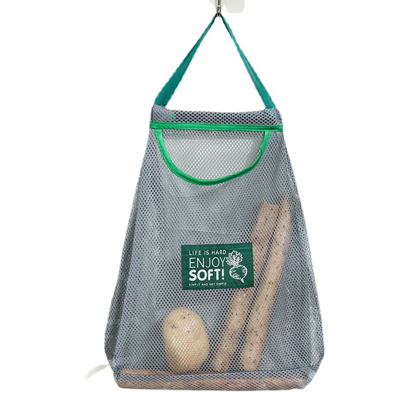 Fruit and Vegetable storage mesh bag wall hanging portable handle kitchen storage hollow breathable garlic onion ginger hanging bag