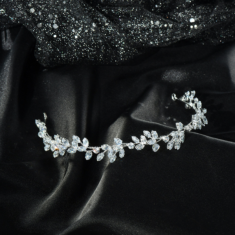 Picture of Korean Style Exquisite Crystal Hair Accessories Bridal Crown Wedding Headband Princess Prom Headdress Tassel Headband Accessories