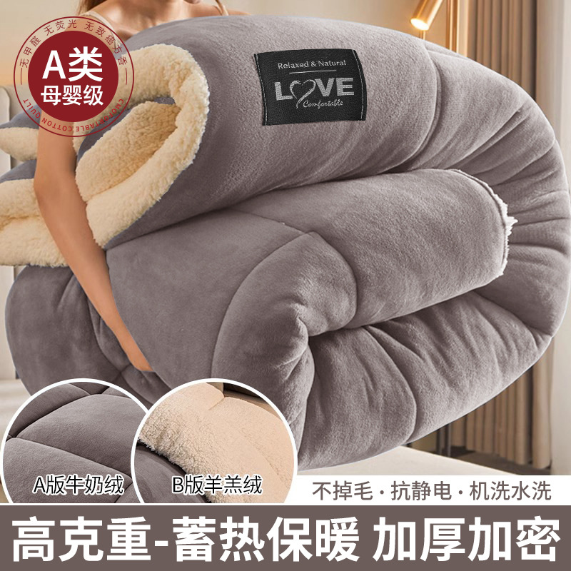 Picture of Winter Lamb Wool Quilt, Thickened Version, Warm Fleece Quilt, Autumn and Winter Milk Velvet Cotton Quilt, Student Dormitory Quilt Core