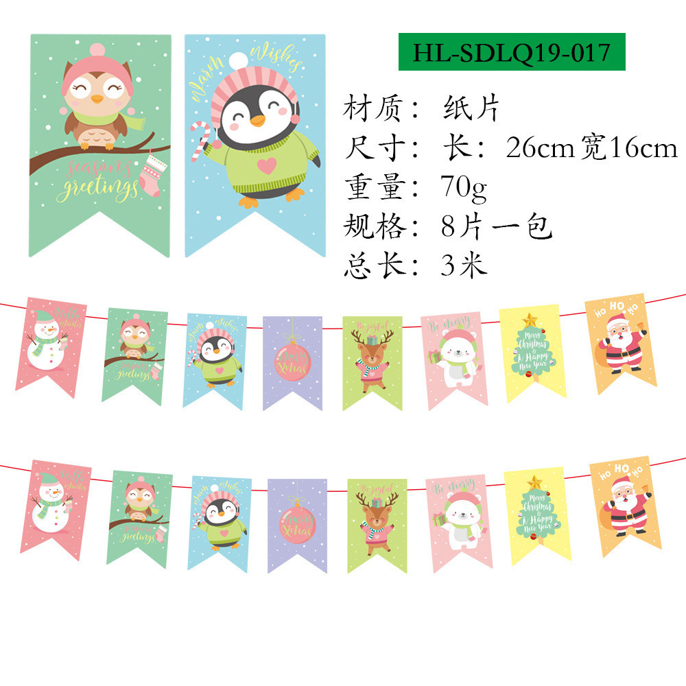 Picture of Christmas Decorations Christmas Pull Flag Hanging Flag Holiday Banner Party Decoration Paper Cartoon Christmas Pull Flower String Flag