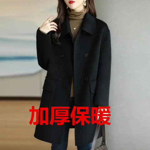 Picture of Woolen Coat Women's 2023 Autumn and Winter New Age-reducing Thickened Korean Style Warm Mid-length Loose Small Women's Coat