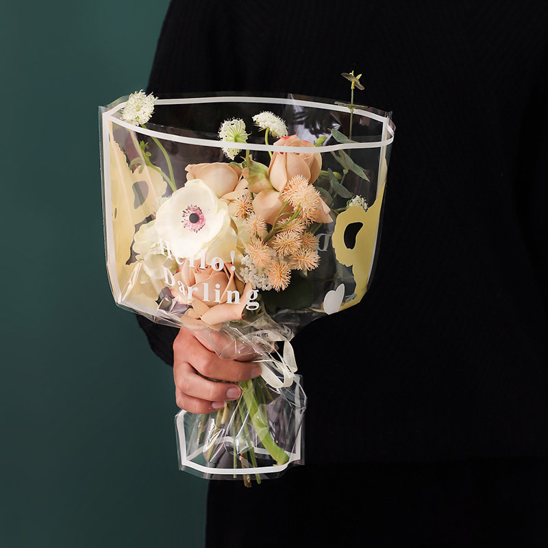 Transparent Flower Bag, Simple and Cute Bear Bag, Bouquet Packaging, Special-Shaped Bag, Waterproof Opp Flower Bag, Flower Shop Material Bag
